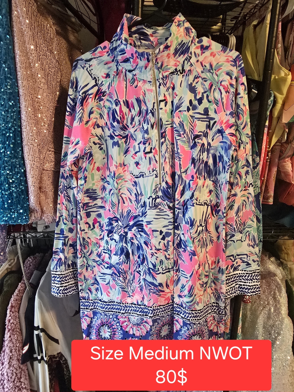 Lilly Pulitzer Pink, Blue & Green Floral Tunic Dress